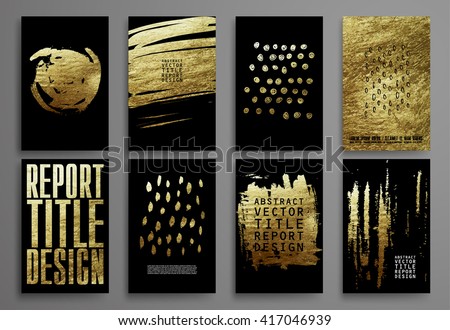 Set of Black and Gold Design Templates for Brochures, Flyers, Mobile Technologies, Applications, and Online Services, Typographic Emblems, Logo, Banners. Abstract Modern Backgrounds. - stock vector Set of Black and Gold Design Templates for Brochures, Flyers, Mobile Technologies, Applications, and Online Services, Typographic Emblems, Logo, Banners. Abstract Modern Backgrounds. - stock vector