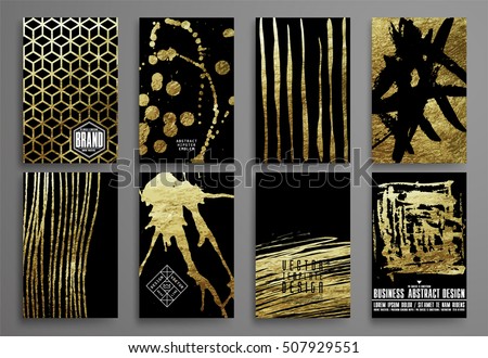 Set of Black and Gold Design Templates for Brochures, Flyers, Mobile Technologies, Applications, and Online Services, Typographic Emblems, Logo, Banners and Infographic. Abstract Modern Backgrounds. Set of Black and Gold Design Templates for Brochures, Flyers, Mobile Technologies, Applications, and Online Services, Typographic Emblems, Logo, Banners and Infographic. Abstract Modern Backgrounds.
