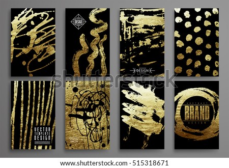 Set of Black and Gold Design Templates for Brochures, Flyers, Mobile Technologies, Applications, and Online Services, Typographic Emblems, Logo, Banners and Infographic. Abstract Modern Backgrounds. Set of Black and Gold Design Templates for Brochures, Flyers, Mobile Technologies, Applications, and Online Services, Typographic Emblems, Logo, Banners and Infographic. Abstract Modern Backgrounds.