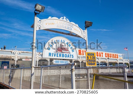 ST. LOUIS - April 12: Gateway Arch Riverboat Cruises on April 12, 2015. The boat were brought to ...