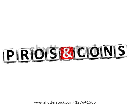 stock photo  d pros and cons button click here block text over white background 129641585