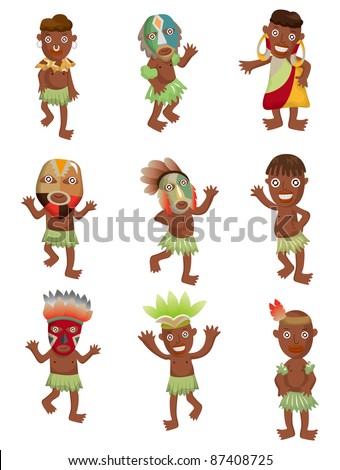 cartoon Africa Indigenous icons - stock vector