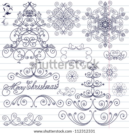 Set Christmas Doodles Stock Vector 112312331 - Shutterstock