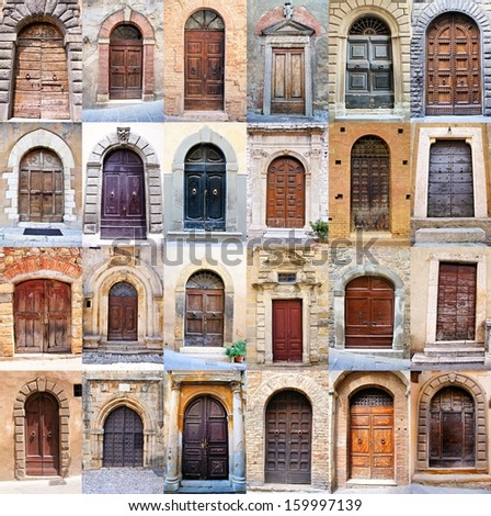 Doors Italy Collection Different Beautiful Ancient Stock Photo