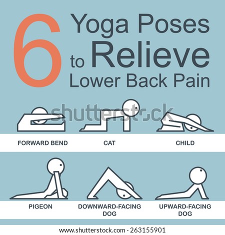 to lower relieve yoga back yoga to poses  poses vector relieve six back  pain lower pain stock of