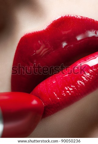 Closeup Sexy Woman Lips Red Lipstick Stock Photo Shutterstock