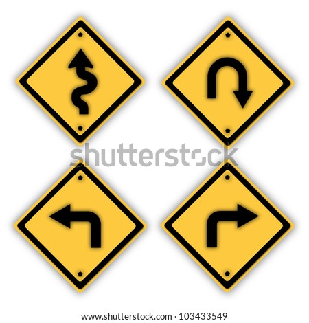 Road Signs Yellow Series 19 Different Stock Vector 16381843 - Shutterstock