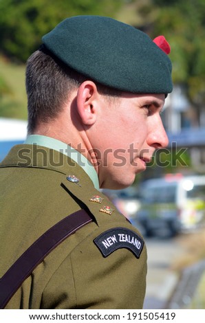 MANGONUI, NEW ZEALAND - APRIL 25 2014: New Zealand Army officer during the National - stock-photo-mangonui-new-zealand-april-new-zealand-army-officer-during-the-national-war-memorial-191505419