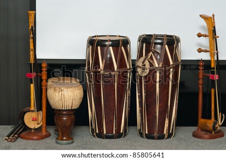 Traditional Thai musical instruments  stock photo