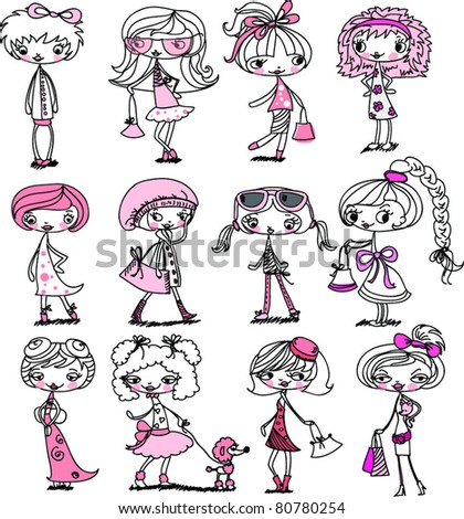 Fashion Cartoon Girl Stock Vector 80780254 - Shutterstock