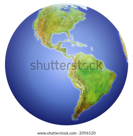 Planet Earth showing North, Central, and South America. Painstakingly 