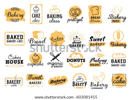 Bakery logotypes set. Bakery vintage design elements, logos, badges, labels, icons and objects Bakery logotypes set. Bakery vintage design elements, logos, badges, labels, icons and objects