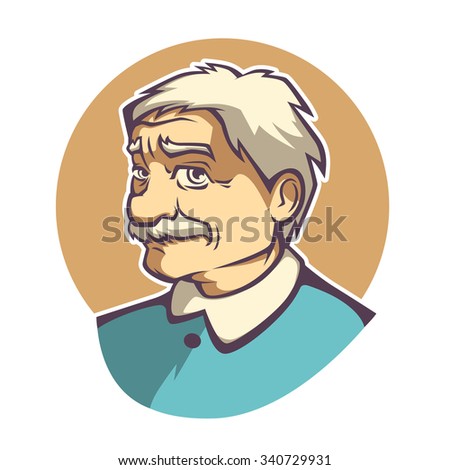 Vector Portrait Old Man Cartoon Style Stock Vector 340729931 - Shutterstock