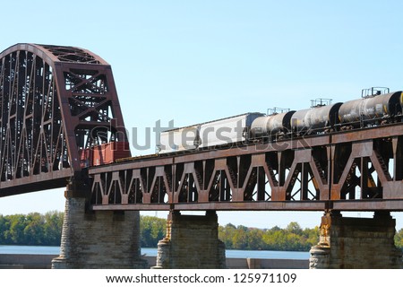 LOUISVILLE, KY - NOVEMBER 10: A CSX train crosses over a steel 