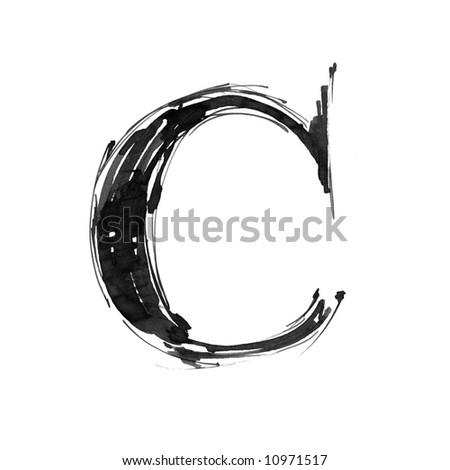 letter C. Alphabet symbol - grunge hand draw paint - stock photo