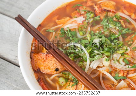 Vegetarian central Vietnamese hot and spicy soup, Bun Bo Hue chay