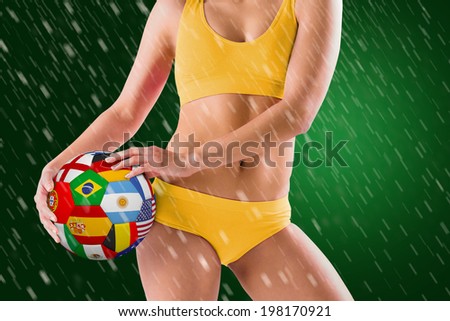 Fit Girl Yellow Bikini Holding Flag Stock Photo 197972675 Shutterstock