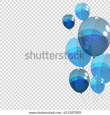 Bunche and Group of Blue Glossy Helium Balloons Isolated on Transparent Background. Vector Illustration EPS10 Bunche and Group of Blue Glossy Helium Balloons Isolated on Transparent Background. Vector Illustration EPS10