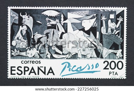 stock-photo-spain-circa-a-postage-stamp-printed-in-spain-showing-an-image-of-guernica-a-pablo-picasso-