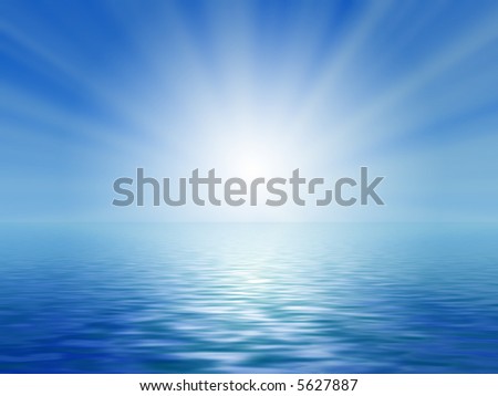 Sun Blue Sky Ocean Stock Illustration 5627887 - Shutterstock