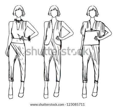 Girls Fashion Sketch Design Dress Stock Vector 108180788 - Shutterstock