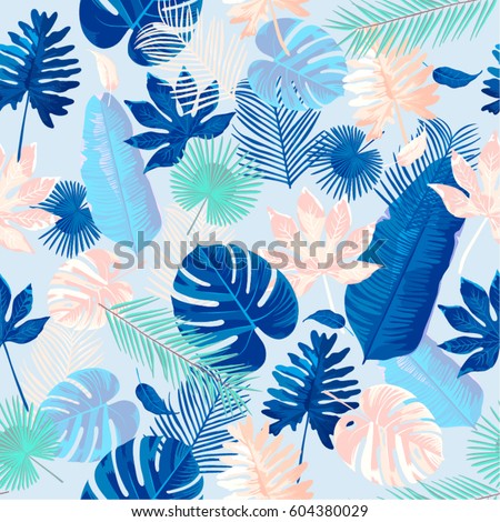 Trendy Summer Tropical Leaves Vector Design Trendy Summer Tropical Leaves Vector Design