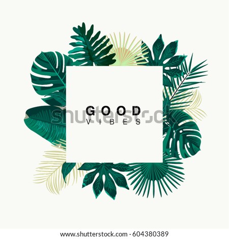 Trendy Summer Tropical Leaves Vector Design Trendy Summer Tropical Leaves Vector Design