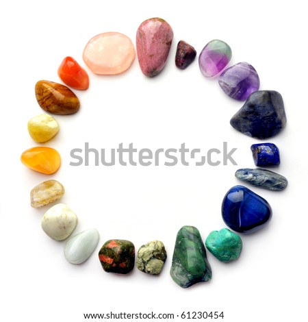 Color Spectrum Semiprecious Gemstones Circle Frame Stock Photo 61230454