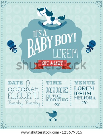 baby boy baby shower invitation card template vector/illustration ...