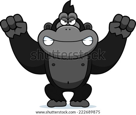 A cartoon illustration of an angry looking gorilla. - stock vector