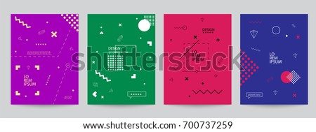 Set of colored covers with minimal design and geometric forms. Abstract geometric vector objects. Modern Decoration shapes and figures for web, print, patterns,branding Set of colored covers with minimal design and geometric forms. Abstract geometric vector objects. Modern Decoration shapes and figures for web, print, patterns,branding