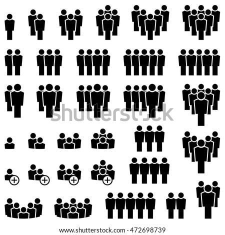 collection of many different icons showing typical teamwork or leading business situations collection of many different icons showing typical teamwork or leading business situations