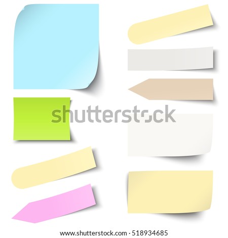 collection of different colored sticky notes with shadow collection of different colored sticky notes with shadow