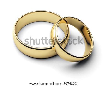 Couple Gold Wedding Rings On White Stock Illustration 108806891