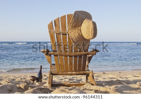 Beach Chair Adirondack Chair Beach Scene - stock photo