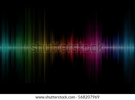 Disco rainbow colored music sound waves for equalizer or waveform design, vector illustration of musical pulse Disco rainbow colored music sound waves for equalizer or waveform design, vector illustration of musical pulse