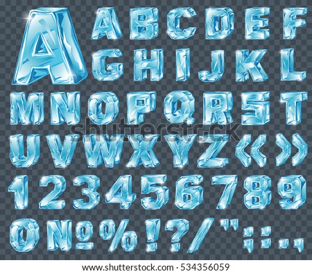 Vector ice alphabet. Ice letters and numerical symbols Vector ice alphabet. Ice letters and numerical symbols