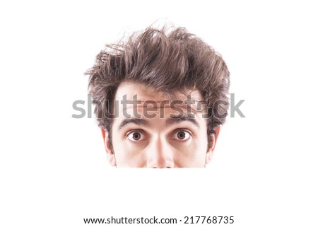 raised man eyebrows curious isolated looking young shutterstock