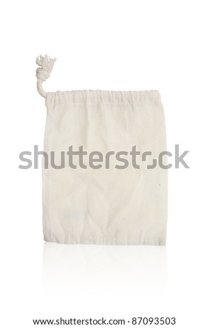 Brown fabric bag on white isolated background. - stock photo