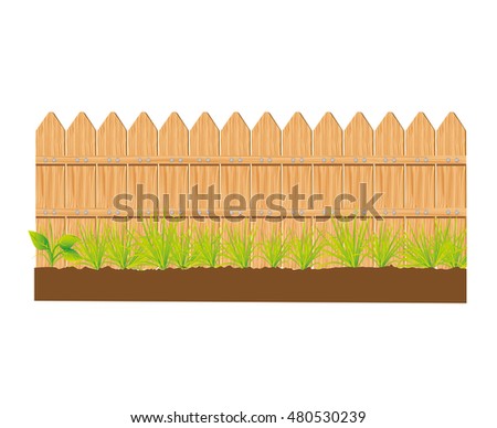 Wooden Fence Grass Vector Illustration Stock Vector 145935035