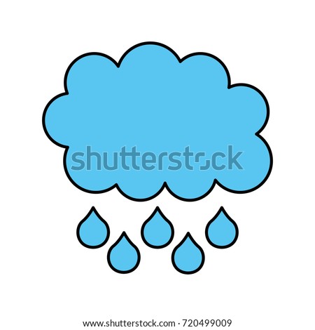 Cloud Rain Silhouette Blue Isolated White Stock Vector 152512106 