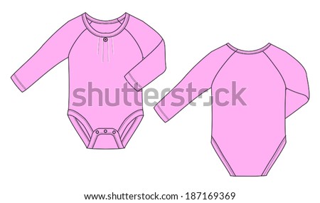 Long sleeve baby onesie. - stock vector