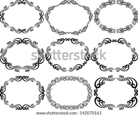 Silhouette Ornamental Frame Oval Stock Vector 97827272 - Shutterstock