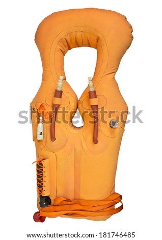 life jacket for passengers isolated on white background - stock photo