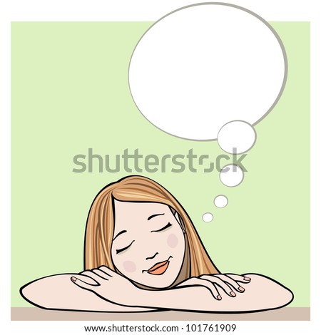 ... illustration with stylized personage and text box - stock vector