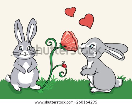 Rabbit vector/Cute rabbit kissing/T-shirt Graphics/Cute rabbit cartoon