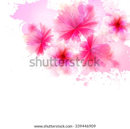 Vintage Pink Flower Vector Background Vector Stock Vector 113691904