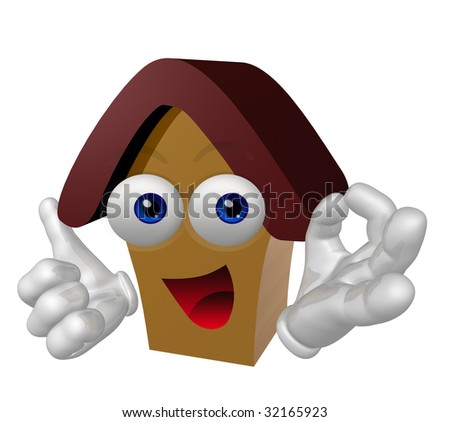 Happy house mascot character illustration - stock photo - stock-photo-happy-house-mascot-character-illustration-32165923
