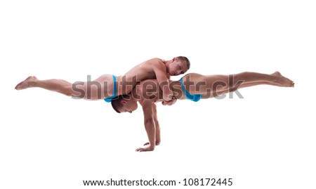 Two Balance Perfomance Isolated Acrobatic Balance Stock Photos Images Pictures