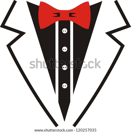 Vector tuxedo with red bow tie. - stock vector